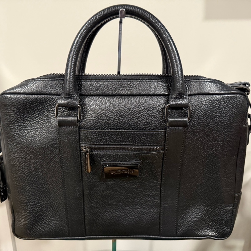 Valentino Black Leather Briefcase